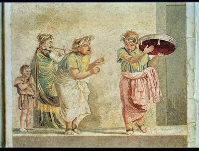 De Straatmuzikanten, ca. 100 v.Chr. (mozaïek) door Roman
